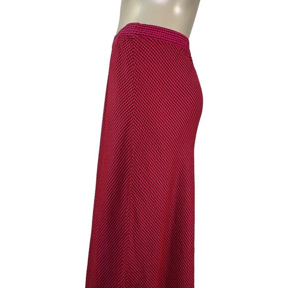 KHAKI Rose Vintage Gingham Slip Maxi Fishtail Skirt Pullon Size S Red Black - Picture 7 of 13